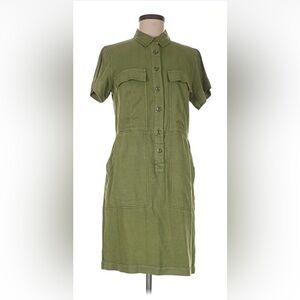 J.Crew Factory Green Shirt Dress Size 6 | Utility Style | Knee Length
